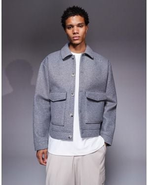 ASOS – premium – kastige oversize-hemdjacke - Grau