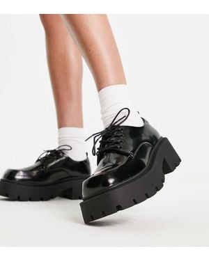 Truffle Collection Zapatos Negros De Horma Ancha Con Cordones Y Suela Extragruesa De Truffle Collection