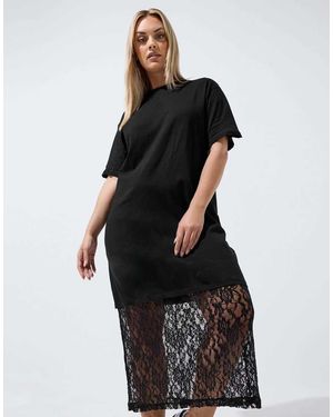 Yours Clothing Lace Trim Maxi Dress - Black