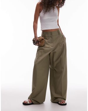 & Other Stories Relaxed Wide Leg Tailored Pants With Pleat Front - Gray
