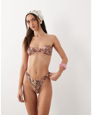 Miss Selfridge V Front High Leg Bikini Bottom - Multicolor