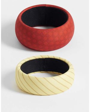 Reclaimed Vintage Fabric Stripe And Polka Dot Bangle 2 Pack - Multicolour