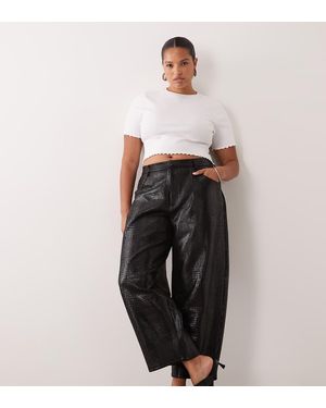ASOS Asos Design Curve Barrelbroek Met Croco-Effect - Zwart