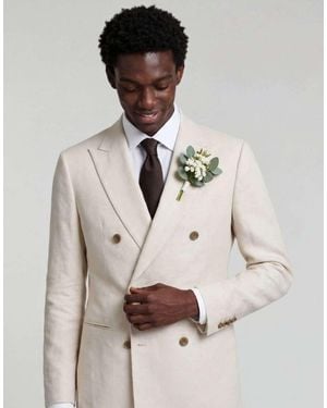 Harry Brown Giacomo Slim Fit Double Breasted Suit Jacket - Natural