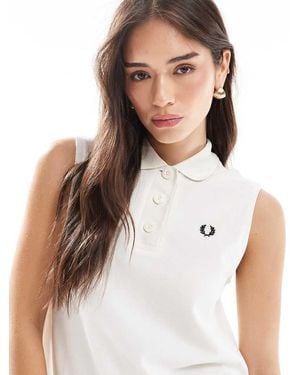 Fred Perry Polo Senza Maniche Écru Chiaro - Bianco