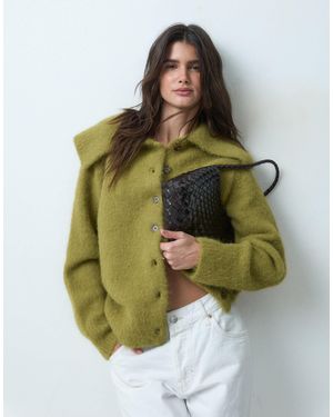 ASOS Waisted Collared Cardigan - Green