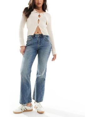 Stradivarius Str Flare Cropped Jean - Blue
