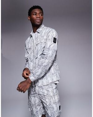 Marshall Artist Faded Camo Print Overshirt - Grey