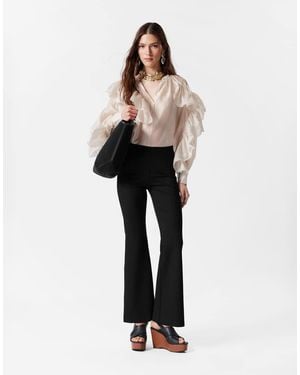 & Other Stories Structured Heavyweight Jersey Pull-On Trousers With Flare Leg - Black