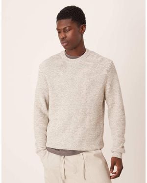 Mango Cotton Chunky Knit Crew Neck Jumper - Natural