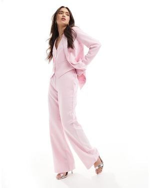 Pieces Pantalones De Sastre Rosado De Corte Sartorial Y Pernera Ancha Mix & Match De