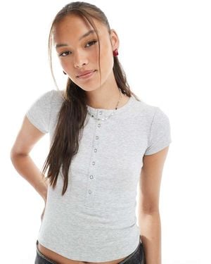 Cotton On Henley Short Sleeve Tee - White