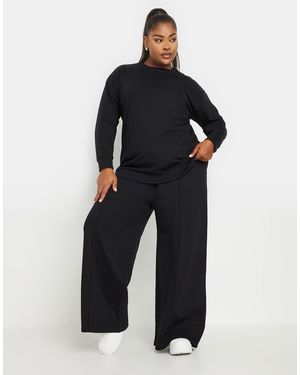 Yours Clothing Sweatshirt & Wide Leg Jogger Set - Black