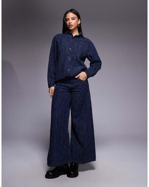River Island Boucle Effect baggy High Rise Jeans - Blue