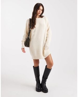 Miss Selfridge Crew Neck Knitted Mini Dress - Natural