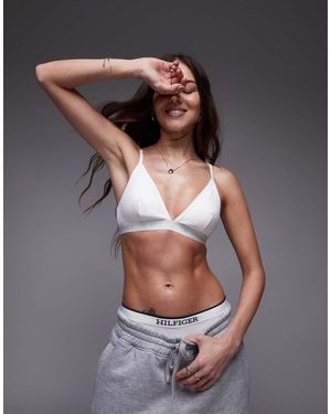 Tommy Hilfiger Brassière A Triangolo Bianca Con Fettuccia Con Logo - Grigio