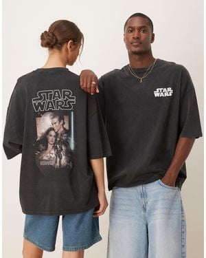 ASOS Unisex Oversized T-shirt With Star Wars Episode Ii Prints - Black