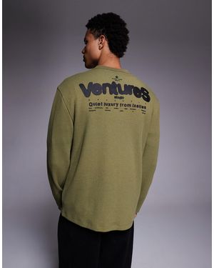 ASOS Super Heavyweight Relaxed Long Sleeve T-shirt With Text Graphic - Green