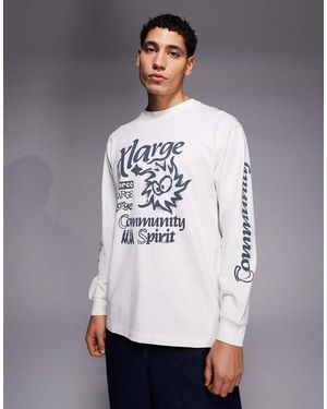 X-Large Long Sleeve Graphic Logo Pigment Dyed T-shirt - Grey