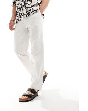 Only & Sons Linen Mix Loose Fit Trouser - White