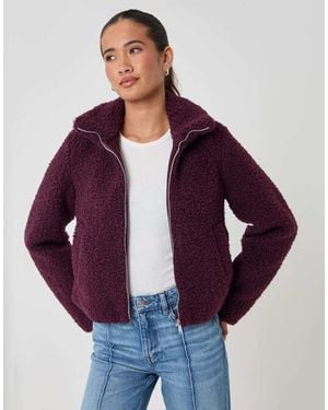 Threadbare Funnel Neck Borg Bomber Jacket - Purple