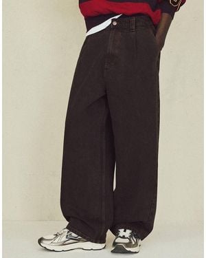 Bershka Wide-Leg Darted Jeans - Brown