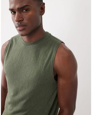 ASOS Boxy Regular Fit Linen Look Tank - Green