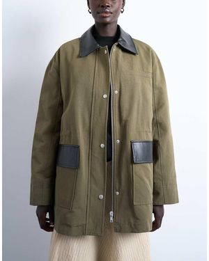 TOPSHOP Shacket With Patch Pocket - Green