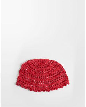SUI AVA Cappello All'Uncinetto Con Fiore - Rosso