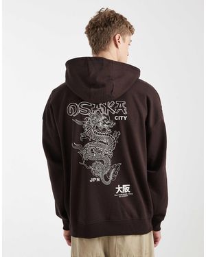 Threadbare Sweat à capuche en jersey imprimé au dos - marron chocolat - Noir