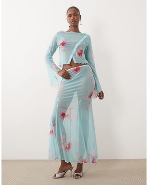ASOS Sheer Maxi Skirt - Blue