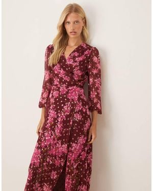 Hope & Ivy Wrap Front Maxi Dress - Red