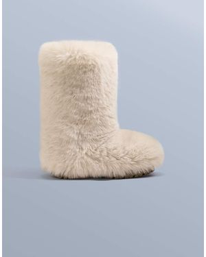 Oysho Technical Faux-fur Effect Boot - White