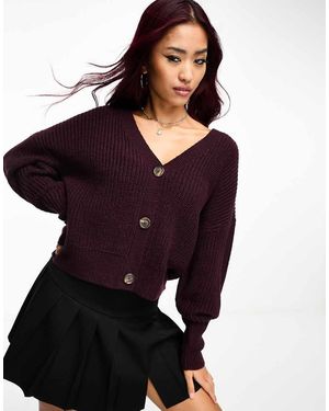 Vero Moda Cardigan Bordeaux Con Bottoni - Viola