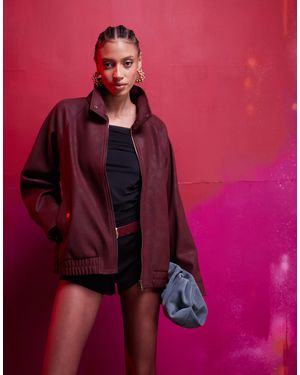 ASOS Leather Look Bomber Jacket - Pink