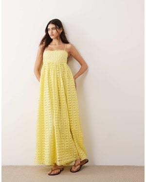 ARRANGE Trapeze Cami Broderie Maxi Dress - Yellow