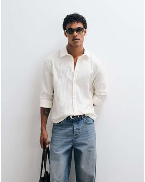 ASOS Oversized Textured Shirt - Natural