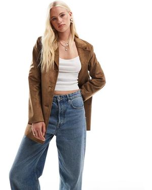 ONLY Faux Suede Blazer Coat - Blue
