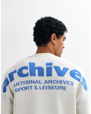 ASOS Oversize-strickpullover mit archiv-print auf der rückseite - Blau