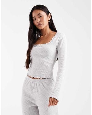 Miss Selfridge Pointelle Square Neck Top - White