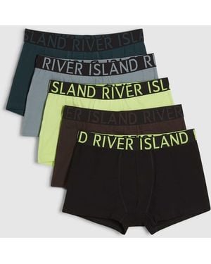 River Island Mixed Pack Of 5 Trunks - Green