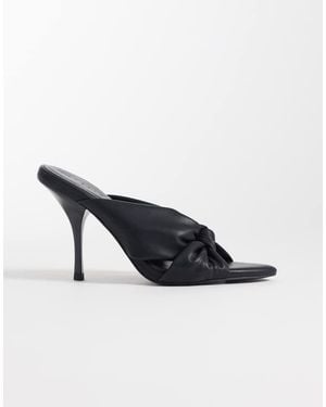 ASOS Mules Negros De Tacón Alto Con Detalle Anudado Notice De - Azul