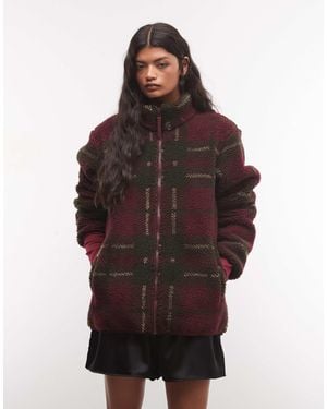 HUNTER Elements Tartan Borg Fleece Jacket - Brown
