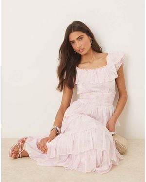 Amy Jane London Aurelia Tiered Maxi Dress With Shirred Waist - Pink