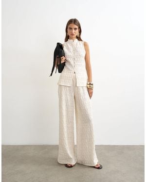 TOPSHOP – weit geschnittene hose aus bestickter spitze - Natur
