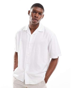 SELECTED Oversized Linen Mix Revere Collar Shirt - White