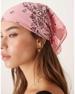 Accessorize Bandana Print Small Square Scarf - Pink
