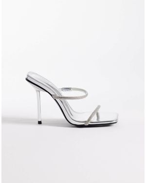 Public Desire Embellished Heeled Mule Sandals - White