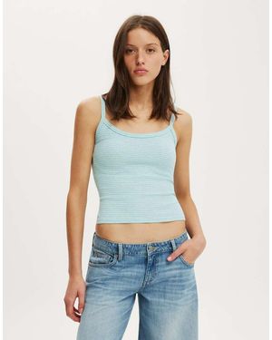 Cotton On Goldie Rib Scoop Cami - Blue