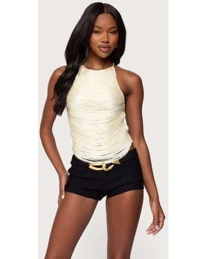 Edikted Kalana Crisscross Backless Fringed Top - Black